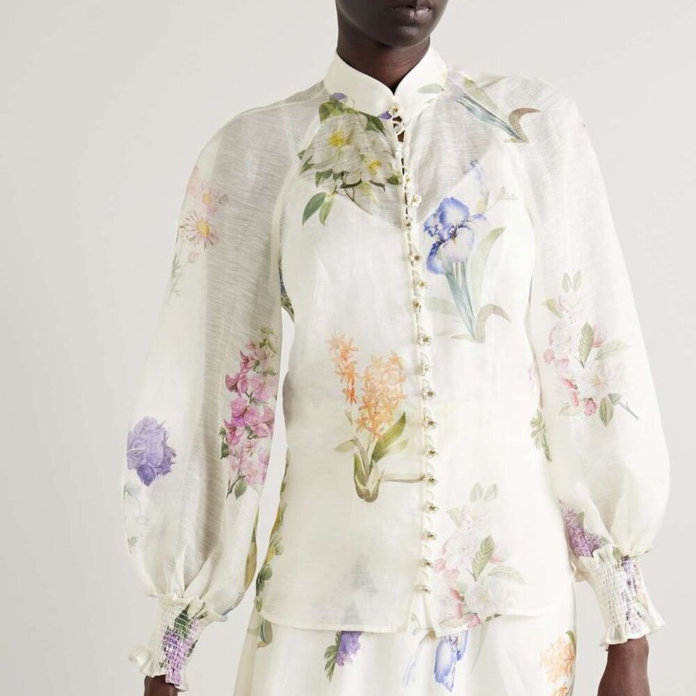 Zimmermann Natura Sheer Blouse with Button Details AU size1 new